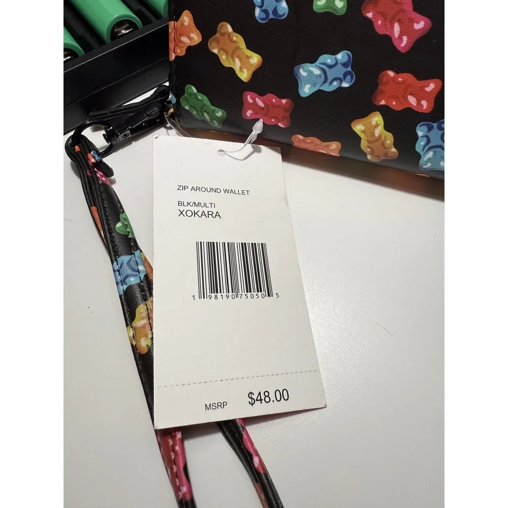 Betsey Johnson Gummy Bear Zip Around‎ Wallet Black Multi Wristlet NWT XOKARA
